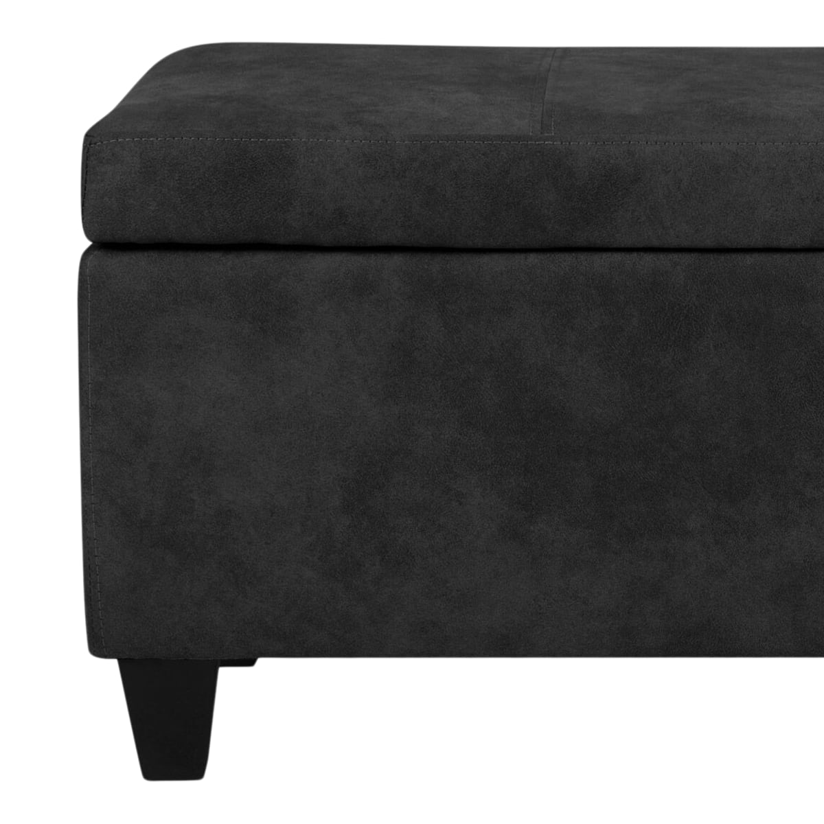 Textured Faux Leather Storage Bench, Grey Leather Storage Bench