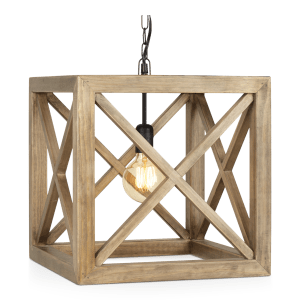 Wooden Cube Pendant Ceiling Lamp