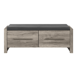 Faux Leather and Veneer Storage Bench