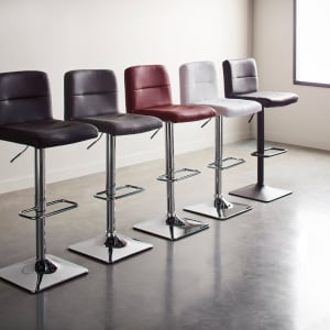 Matte Faux Leather and Chrome Adjustable Bar Stool