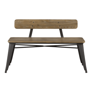 Solid Elm Wood and Metal Bench