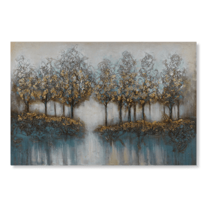 Tableau arbres peint à l'huile avec embellissements