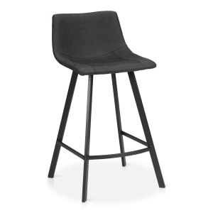 Textured Faux Leather and Metal Bar Stool
