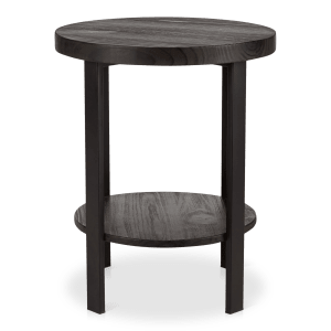 Round Wood and Metal Side Table