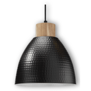 Lampe suspendue en métal et en bois