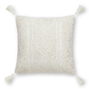 Boho Knitted Decorative Pillow with Foil Embellishments 18" X 18"