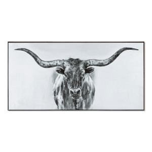 Bull Sketch Gel Embellished Framed Art