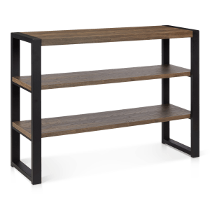 Three-Shelf Veneer and Iron Console Table