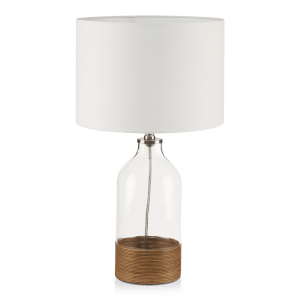 Glass and Rattan Table Lamp