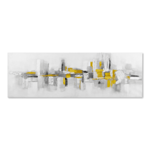 Tableau abstrait jaune peint à l'huile