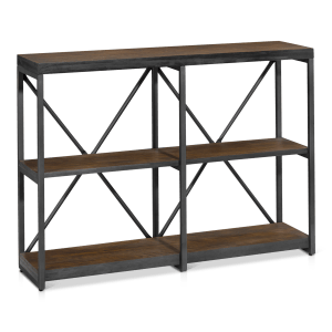 Three-Shelf Wood and Metal Console Table