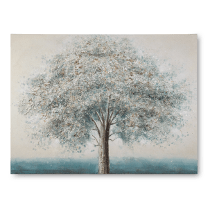 Tableau peint à l'huile arbre bleu