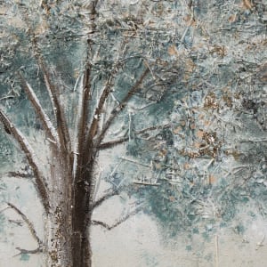 Tableau peint à l'huile arbre bleu