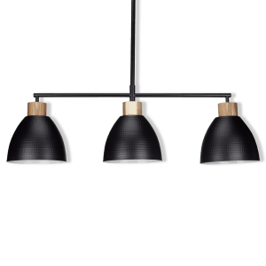 3-Bulb Metal and Wood Ceiling Lamp