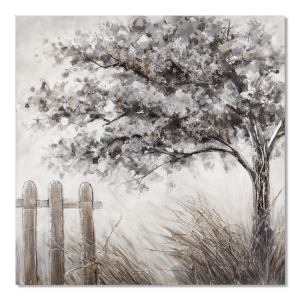 Tableau peint à l'huile d'un arbre argenté