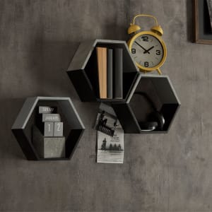 Set of 3 Hexagonal Wall Shelf