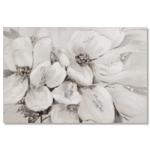 White Blossom Printed Canvas with Gel-Embellishments