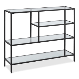 4-Shelf Tempered Glass and Metal Console Table