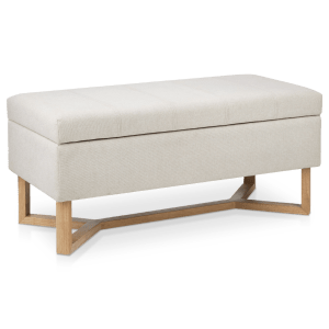 Fabric and Wood Storage Bench