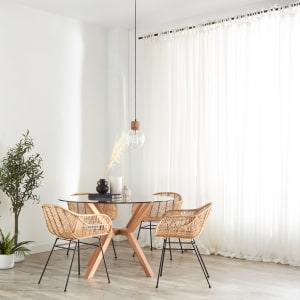 Rattan and Metal Dining Chair