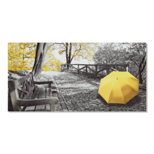 Yellow Umbrella in the Park Printed Canvas