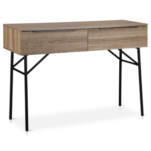 Veneer & Metal 2-Drawer Desk