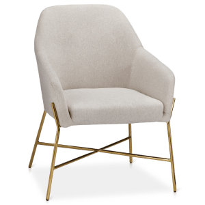 Fabric and Gold Metal Lounge Chair