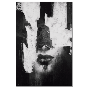 Semi-abstract Woman Printed Canvas with Gel Embellishments