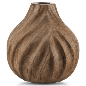 Vase bourgeon en bois brun travaillé