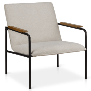 Metal and Fabric Lounge Chair in Oatmeal