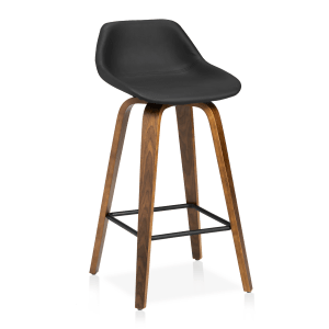 Faux Leather and Walnut Wood Bar Stool