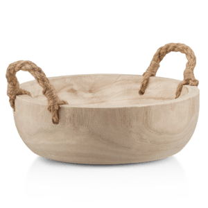 Decorative Wood Bowl with Rope Handles