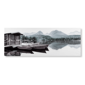 Reflection of Canoes Printed Canvas