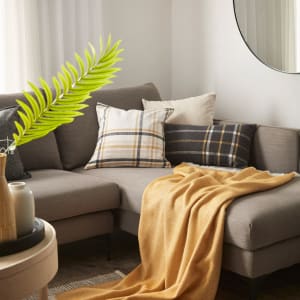 Erox Grey & Yellow Tartan Decorative Lumbar Pillow 12" x 24"