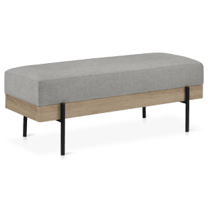 Grey Fabric & Wood Bench