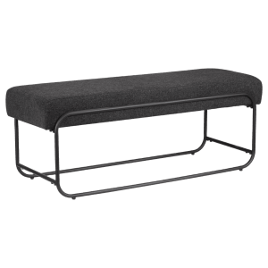Grey Fabric and Black Metal Bench