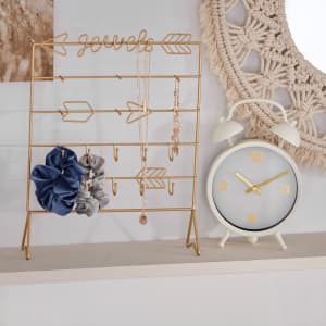 White and Gold Metal Table Clock