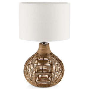 Rattan and Fabric Table Lamp