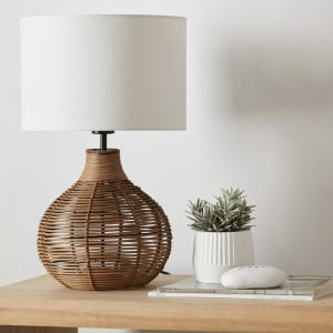 Rattan and Fabric Table Lamp