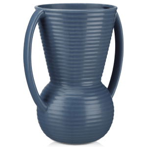 Vase en céramique bleu texturé et angulaire