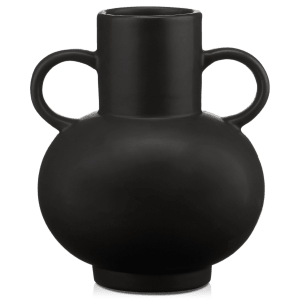 Angular Black Vase with Handles