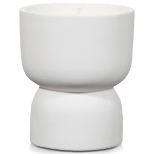 Candle in White Ceramic Angular Holder
