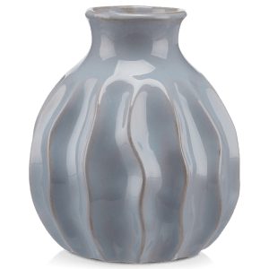 Vase en forme de poire ondulée en céramique bleue