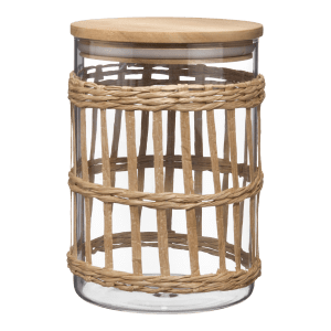 Glass Jar with Rattan Detailing