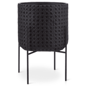 Black Caned Style Planter on Stand