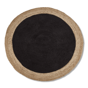 Black & Natural Round Jute Rug