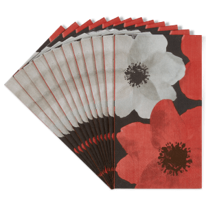 Set of 20 Rectangular Floral Paper Napkins