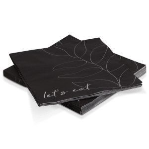 Set of 20 Leaf Line Black Paper Napkins