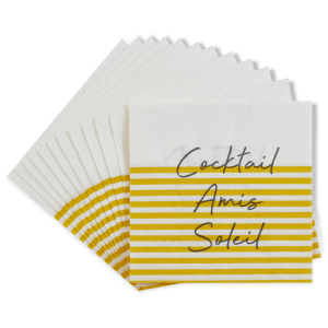 Set of 20 Yellow Stripes Paper Napkins