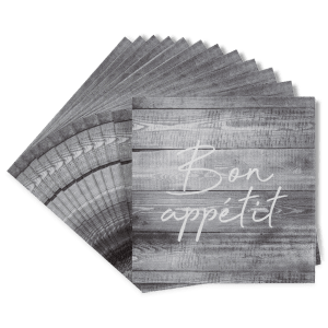 Set of 20 Bon appétit Grey Paper Napkins